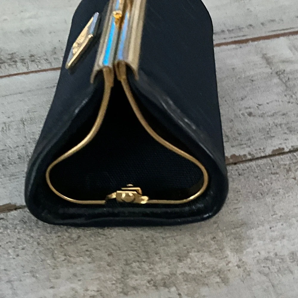 Vintage Dior Navy Canvas Key Pouch with Gold-Tone Frame - Picture 5 of 9